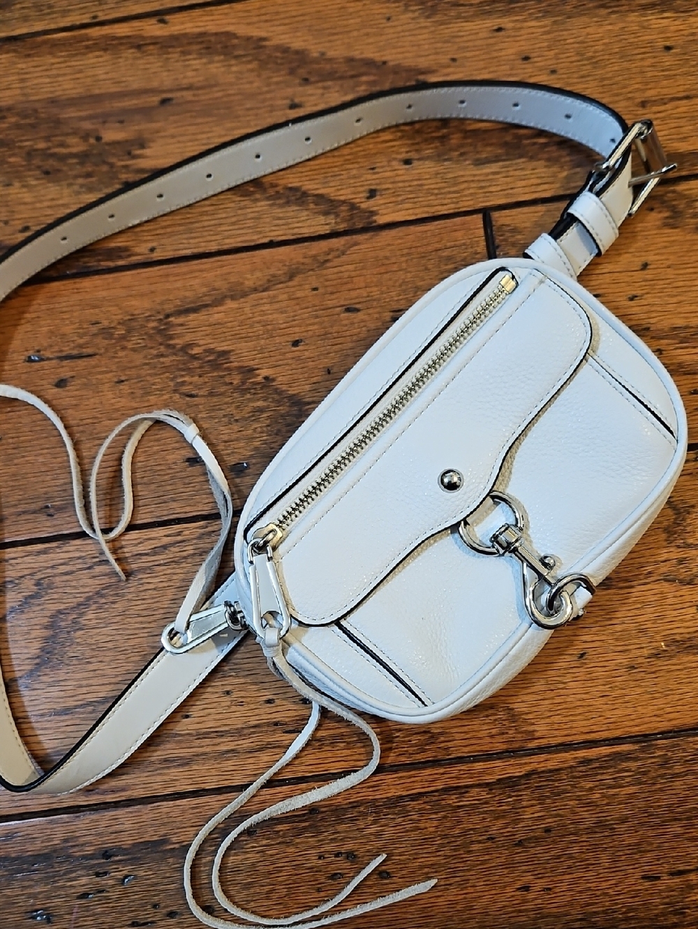 Rebecca Minkoff Belt Bag Fanny Pack White Lether Silver Hardware